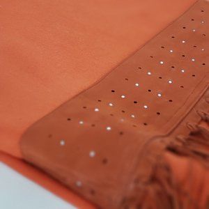 Pashmina Shawl 82 x 27, Suede tassels with Swarovski crystals, Rust/Orange